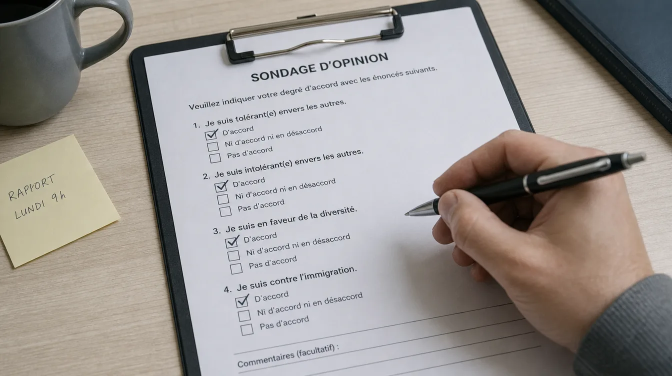Formulaire de sondage avec cases contradictoires cochées