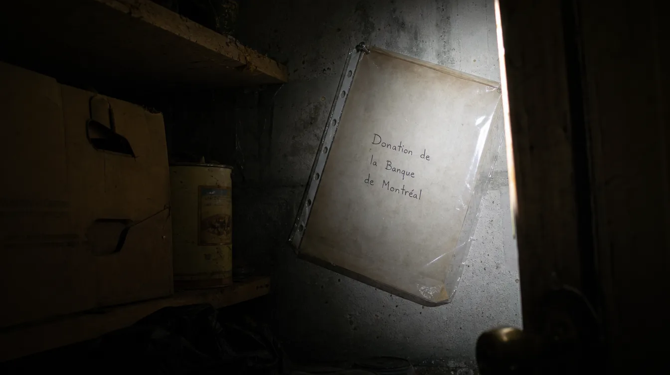 La plaque — un protège-documents dans un garde-robe au sous-sol