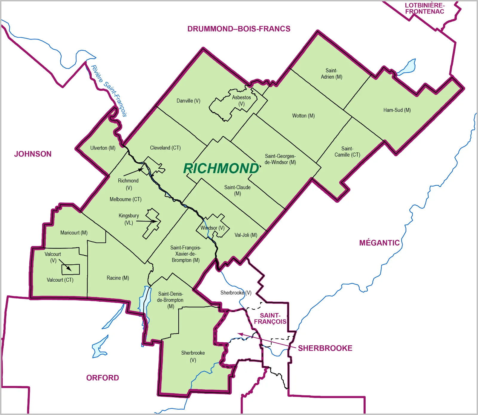 Carte de la circonscription de Richmond