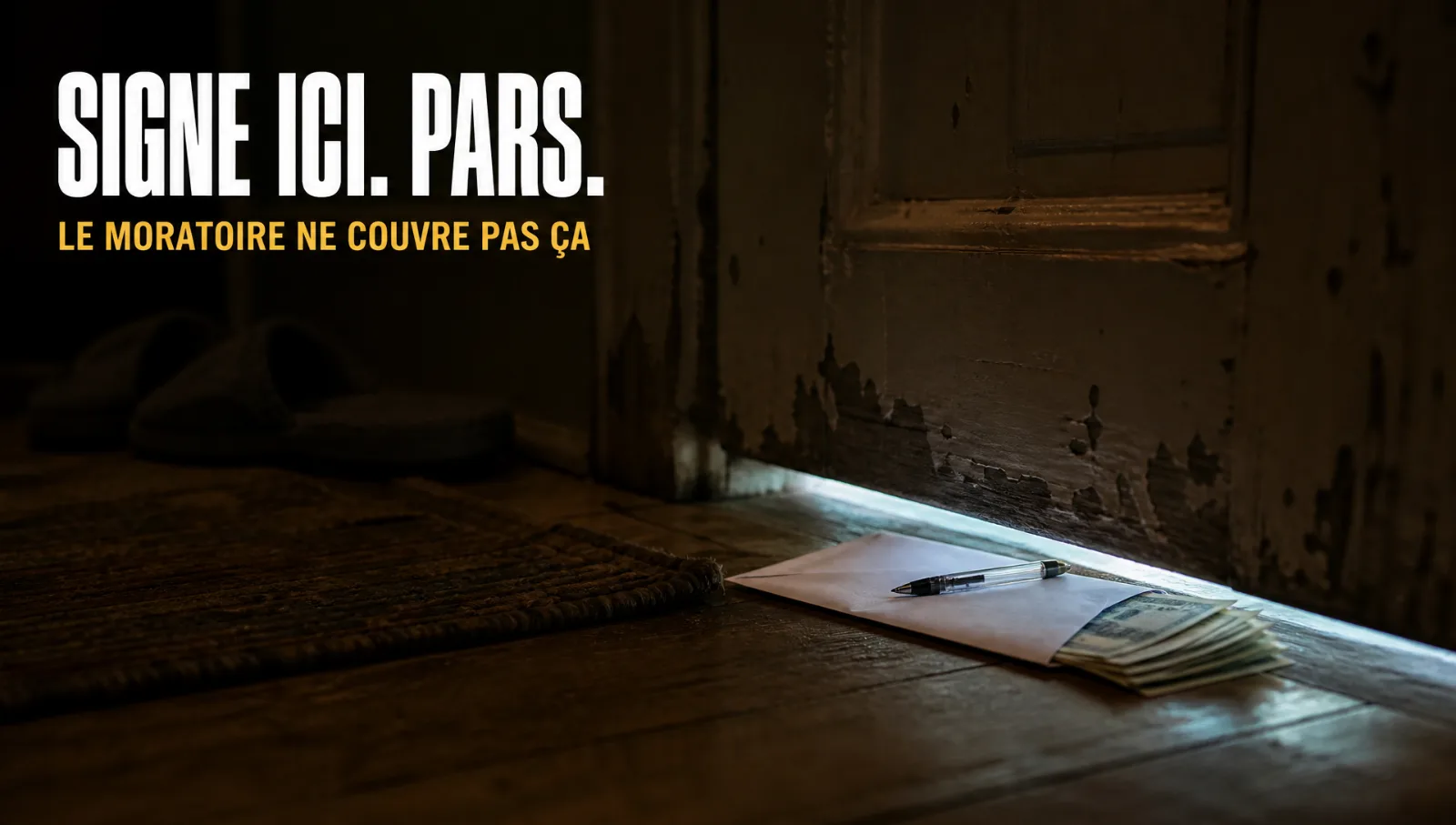 Le moratoire interdit trois évictions. L’offre de départ n’en fait pas partie.
